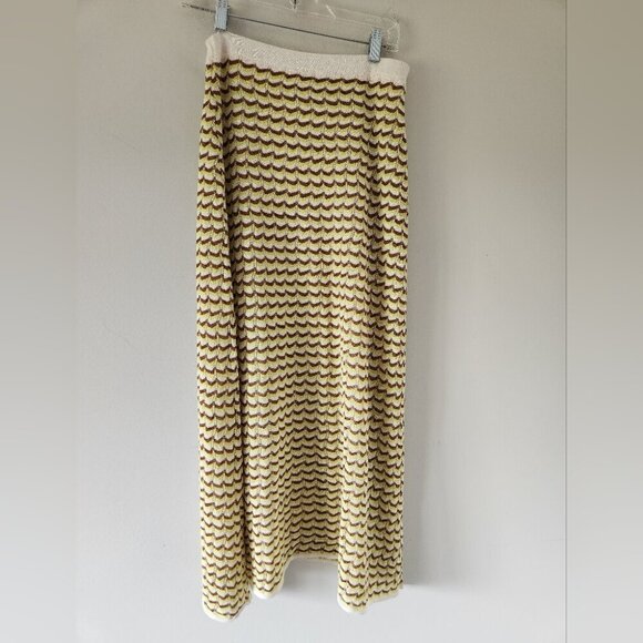 ZARA | Pointelle Knit Skirt Stripes Metallic Yellow Size M - Picture 5 of 6